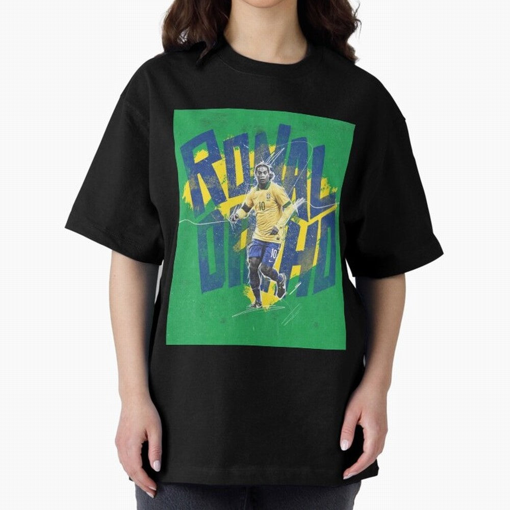 Wallpaper Ronaldinho Art Oversized T-Shirt Honor FIFA World Cup 2026 Spirit, Highlighting England, France and Netherlands, Mbappe and Neymar, Stadium Chants, National Pride, Trophy Dreams and Unforgettable Football Memories; Created for Match Day