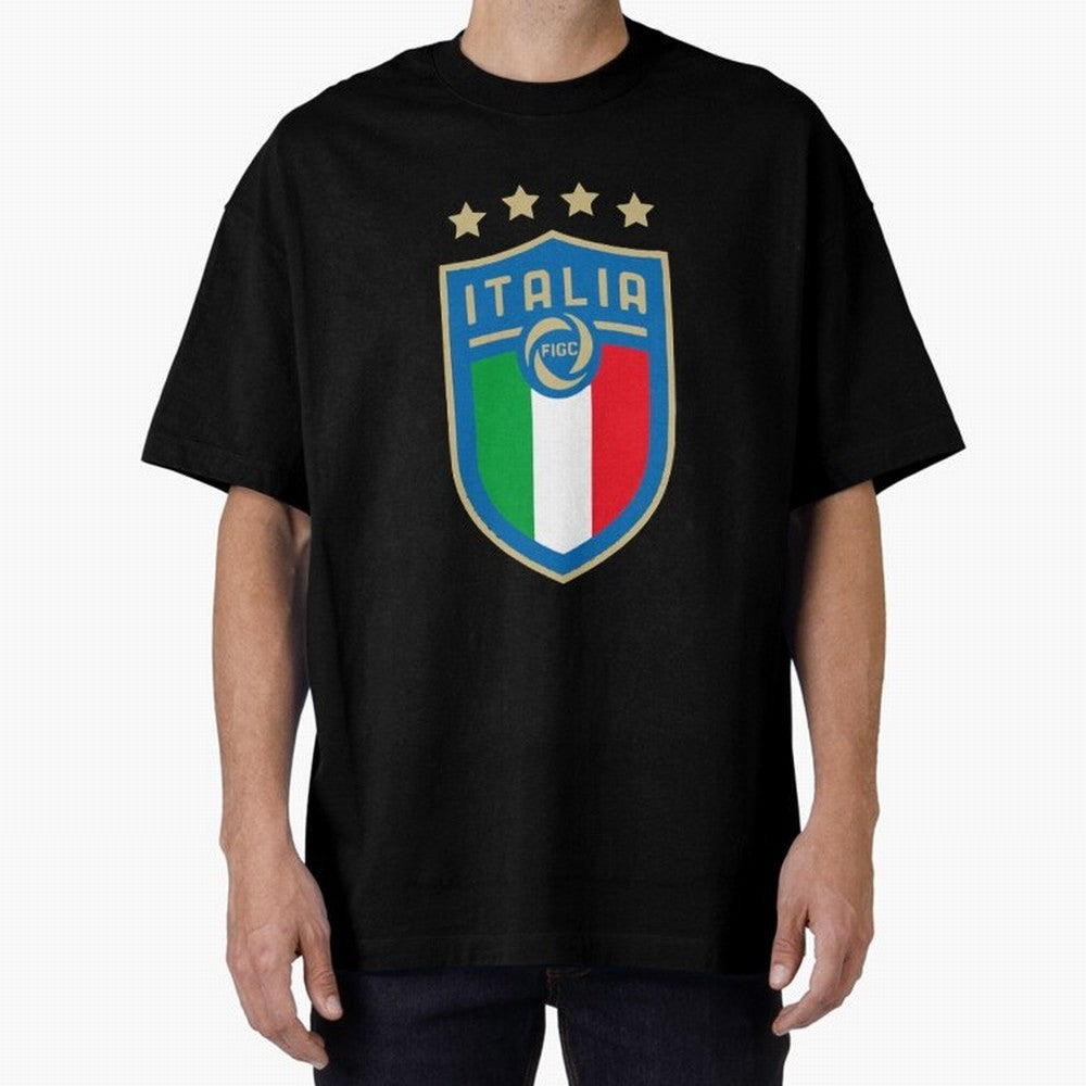 Italy Emblem Oversized T-Shirt Celebrate the Stars of Match Day Hype around FIFA World Cup 2026 USA Canada Mexico, Neymar, Haaland and Cristiano Ronaldo, Brazil, Portugal and Argentina, Championship Spirit, Famous Goals, Roaring Crowds and