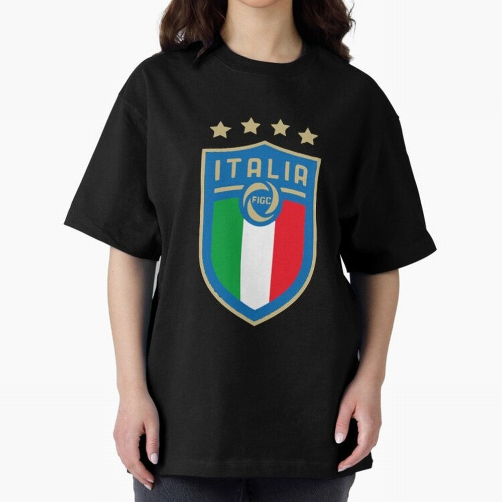 Italy Emblem Oversized T-Shirt Celebrate the Stars of Match Day Hype around FIFA World Cup 2026 USA Canada Mexico, Neymar, Haaland and Cristiano Ronaldo, Brazil, Portugal and Argentina, Championship Spirit, Famous Goals, Roaring Crowds and