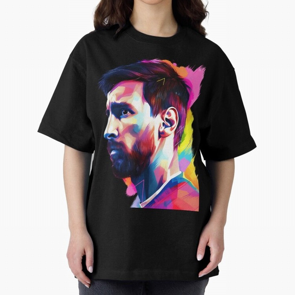 GOAT Messi - illustration Oversized T-Shirt Feel the Trophy Chase of FIFA World Cup 2026 Spirit, Centered on Brazil, Portugal and Argentina, Neymar, Stadium Memories, Football Loyalty, International Chants and Championship Tradition; Great for