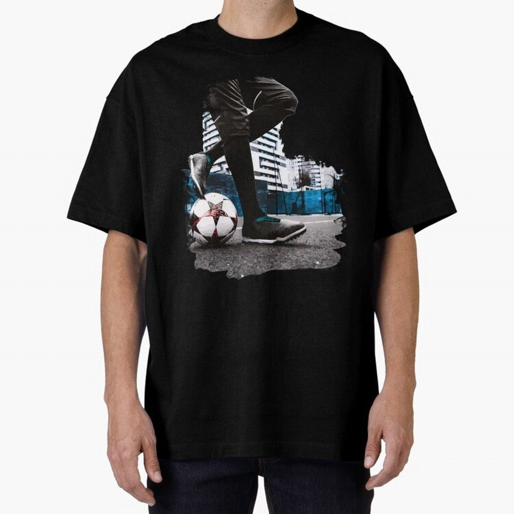 Street Soccer in my Hood Oversized T-Shirt Represent FIFA World Cup 2026 Group Stage Spirit, Centered on France and Portugal, Haaland, Football History, Final Match Energy, Crowd Noise and Once in a Lifetime Moments; Created for Match Day Parties,