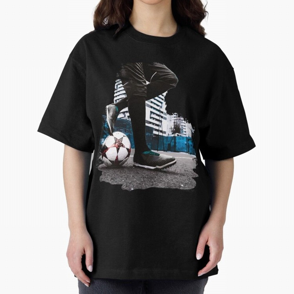Street Soccer in my Hood Oversized T-Shirt Represent FIFA World Cup 2026 Group Stage Spirit, Centered on France and Portugal, Haaland, Football History, Final Match Energy, Crowd Noise and Once in a Lifetime Moments; Created for Match Day Parties,