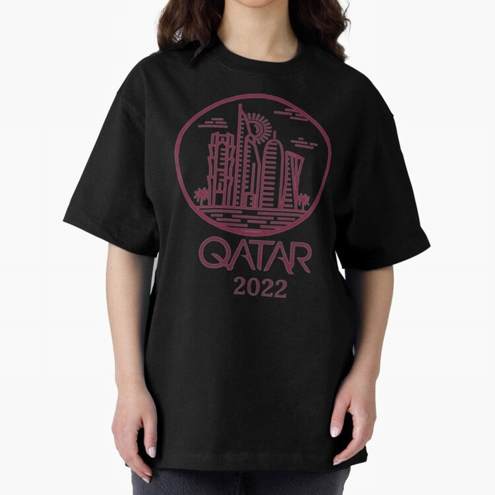 Qatar Welcome Oversized T-Shirt Fuel Global Football Passion for FIFA World Cup 2026 Group Stage, Centered on Neymar, Haaland and Cristiano Ronaldo, Brazil, Championship Spirit, Famous Goals, Roaring Crowds and International Football Unity; Great