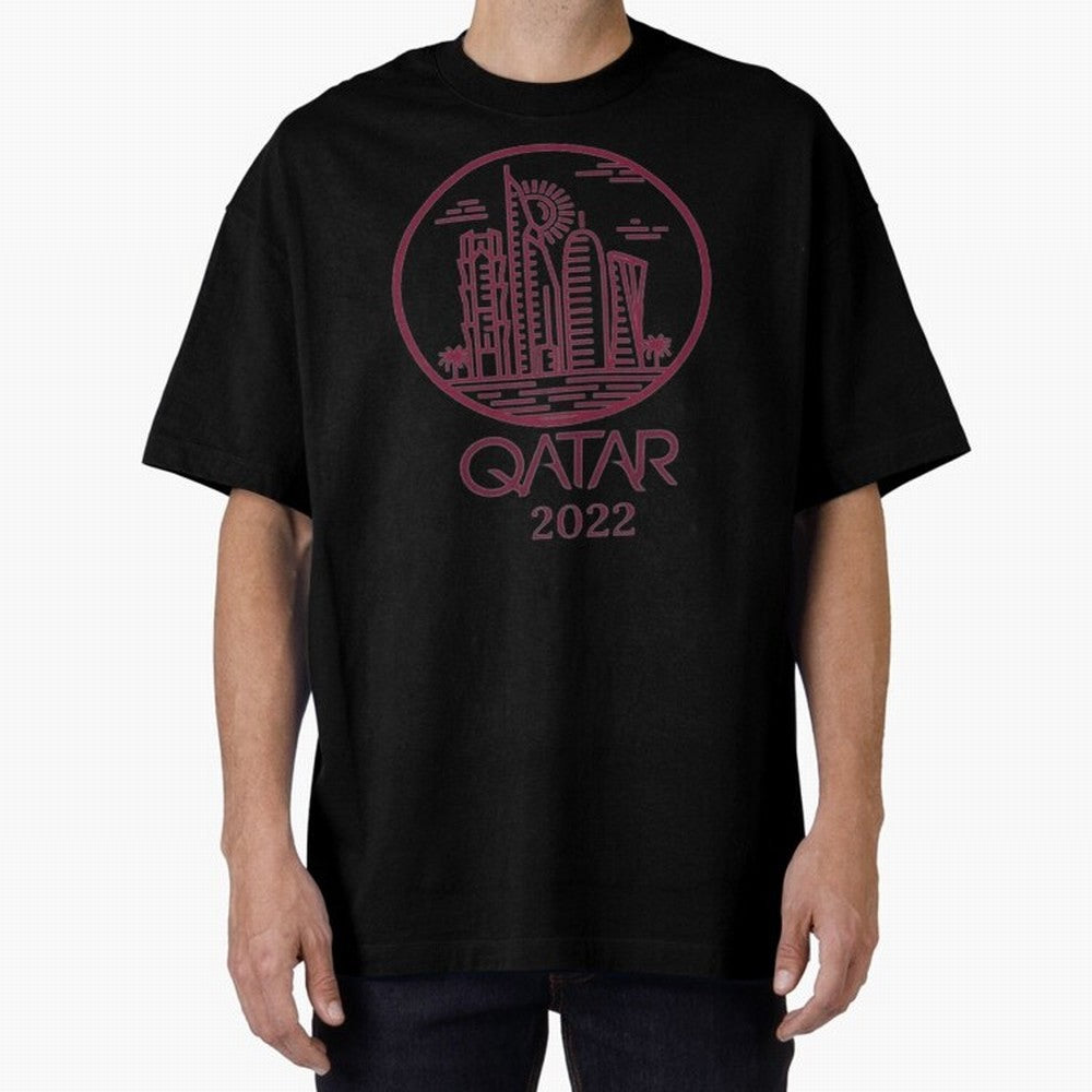 Qatar Welcome Oversized T-Shirt Fuel Global Football Passion for FIFA World Cup 2026 Group Stage, Centered on Neymar, Haaland and Cristiano Ronaldo, Brazil, Championship Spirit, Famous Goals, Roaring Crowds and International Football Unity; Great