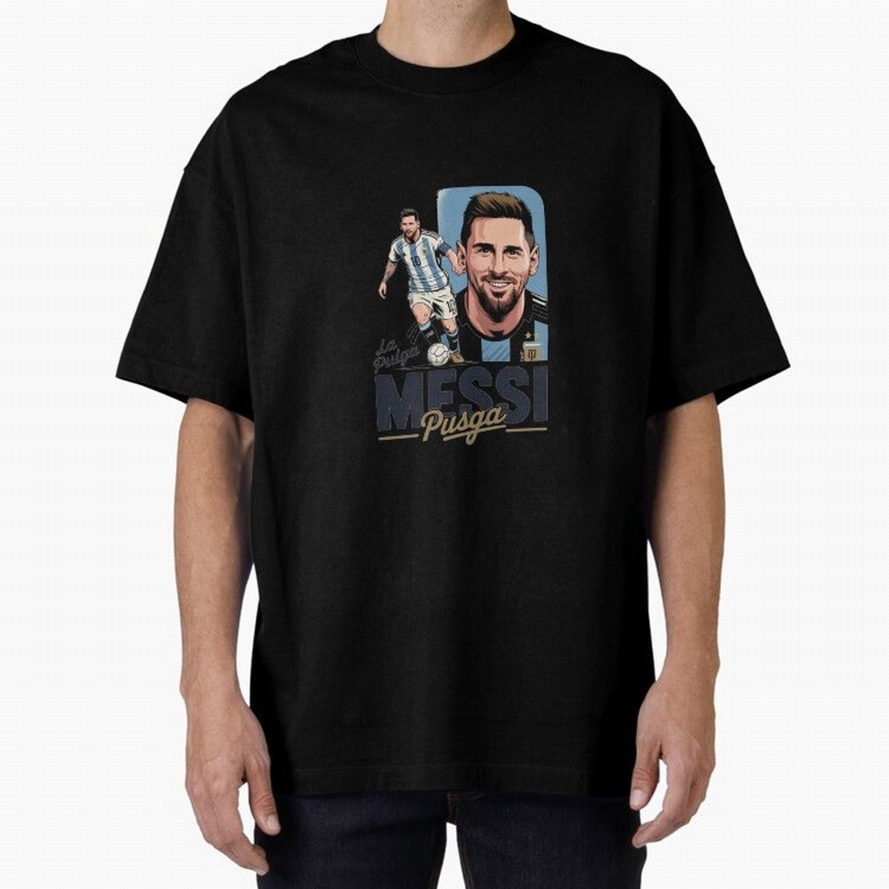 Lionel Messi Argentinian La Pulga Oversized T-Shirt Show Your Stadium Side during FIFA World Cup 2026 for Fans of Haaland and Argentina and Brazil, Bringing Worldwide Fan Energy, Dramatic Goals, Stadium Lights and Championship Celebrations; Ideal
