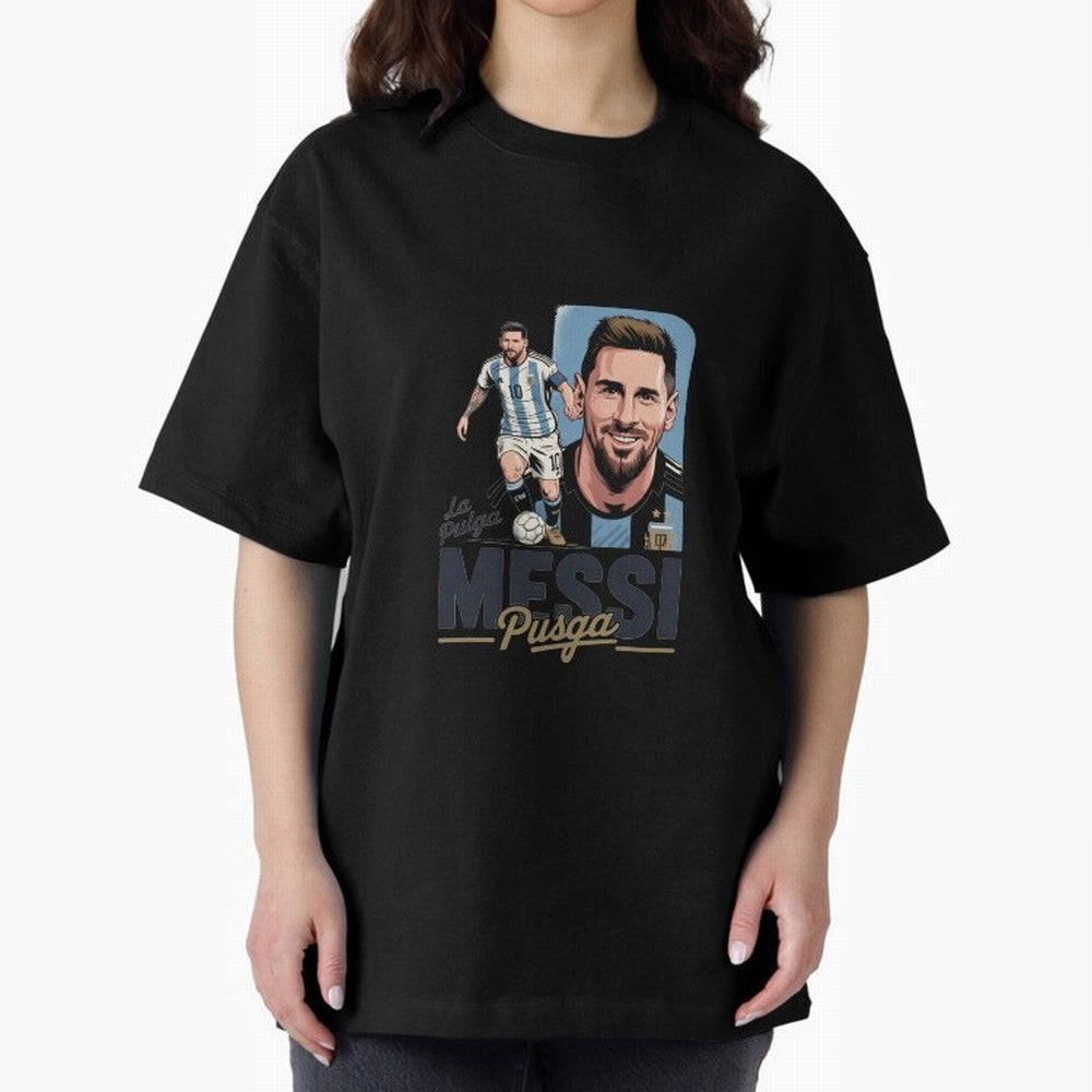 Lionel Messi Argentinian La Pulga Oversized T-Shirt Show Your Stadium Side during FIFA World Cup 2026 for Fans of Haaland and Argentina and Brazil, Bringing Worldwide Fan Energy, Dramatic Goals, Stadium Lights and Championship Celebrations; Ideal