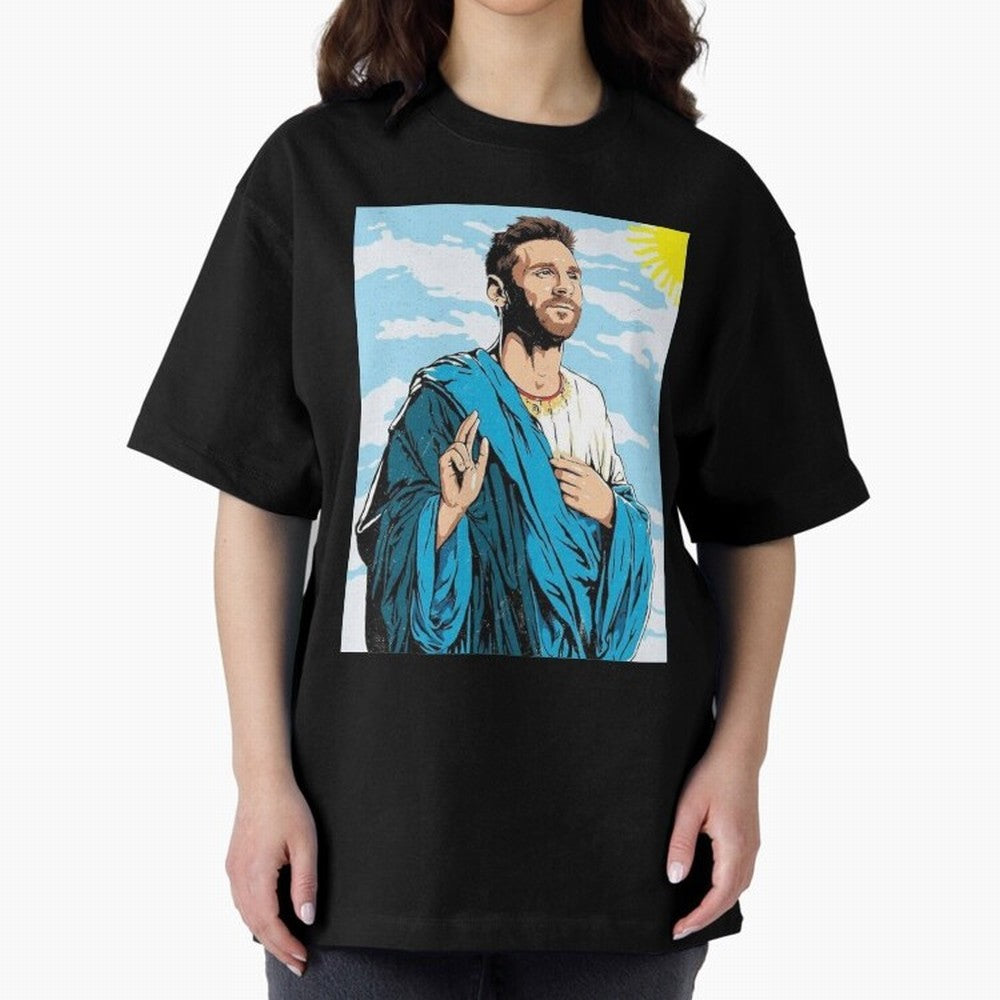 messi god Oversized T-Shirt Celebrate National Team Dreams in FIFA World Cup 2026 Group Stage Spirit, with Germany, Haaland, Global Supporter Spirit, Legendary Goals, National Colors and Tournament Celebration; Ideal for Fans Who Follow Messi,