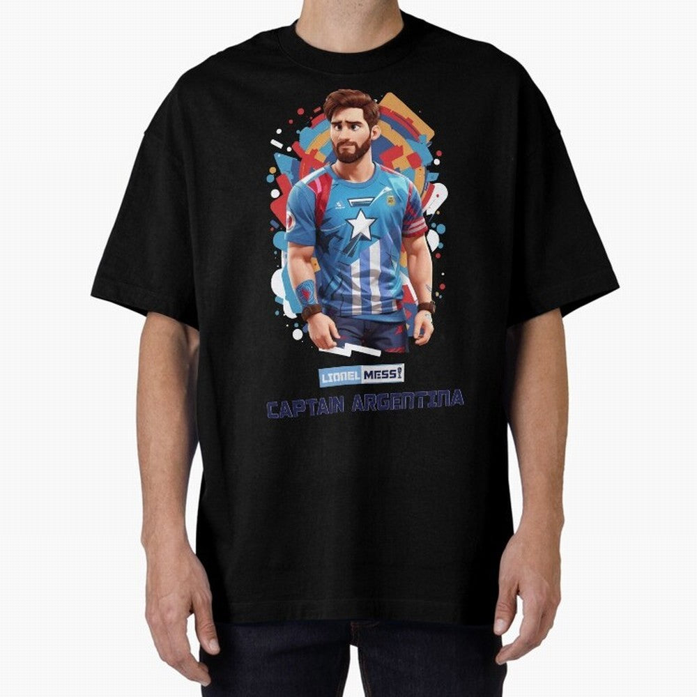 Lionel Messi Captain Argentina Oversized T-Shirt Represent Football Lovers during FIFA World Cup 2026 USA Canada Mexico Spirit, Featuring Brazil, Portugal and Argentina, Messi and Cristiano Ronaldo, Worldwide Fan Energy, Dramatic Goals, Stadium