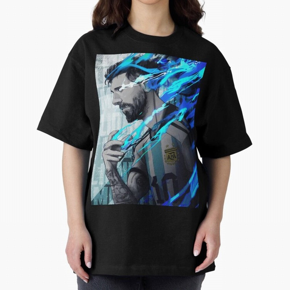 LIONEL MESSI NEW GOAL CELEBRATION ILLUSTRATION 2023 2024 Oversized T-Shirt Bring FIFA World Cup 2026 Built around Neymar, Haaland and Cristiano Ronaldo, Portugal Energy, Supporter Pride, Iconic Celebrations, Legendary Names and Global Match Day