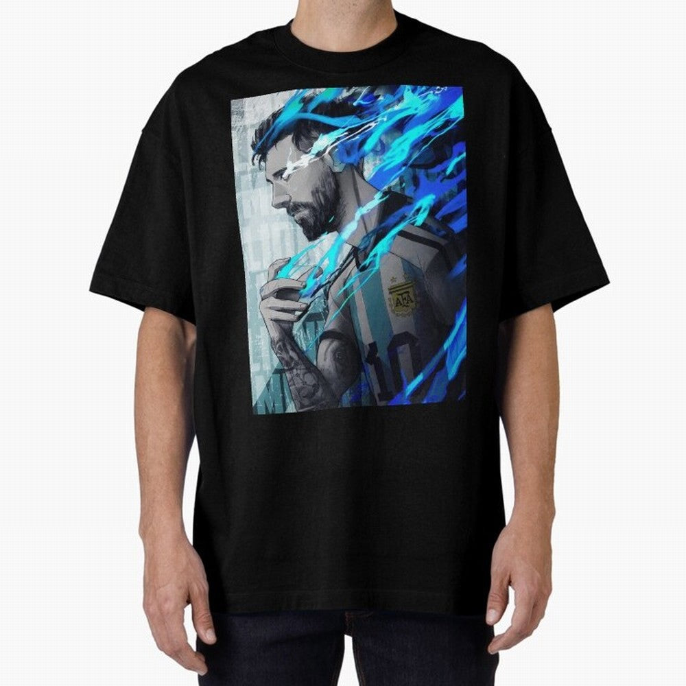 LIONEL MESSI NEW GOAL CELEBRATION ILLUSTRATION 2023 2024 Oversized T-Shirt Bring FIFA World Cup 2026 Built around Neymar, Haaland and Cristiano Ronaldo, Portugal Energy, Supporter Pride, Iconic Celebrations, Legendary Names and Global Match Day