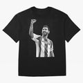 Messi grayscale Oversized T-Shirt Stand Proud for Match Day Hype around FIFA World Cup 2026 Group Stage, CR7, England, Stadium Chants, National Pride, Trophy Dreams and Unforgettable Football Memories; Built for Supporters Chasing Trophy Dreams,