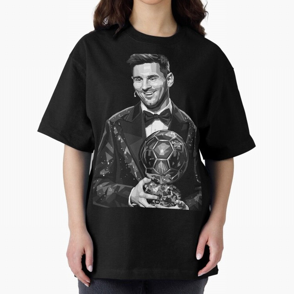 Messi grayscale Oversized T-Shirt Show Fan Pride Across FIFA World Cup 2026 Group Stage for Fans of Neymar, Haaland and Cristiano Ronaldo and Portugal, Spain and Germany, Bringing Football Festival Excitement, Trophy Ambitions, Country Rivalries