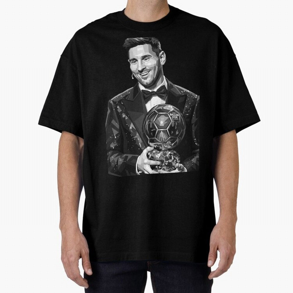 Messi grayscale Oversized T-Shirt Show Fan Pride Across FIFA World Cup 2026 Group Stage for Fans of Neymar, Haaland and Cristiano Ronaldo and Portugal, Spain and Germany, Bringing Football Festival Excitement, Trophy Ambitions, Country Rivalries