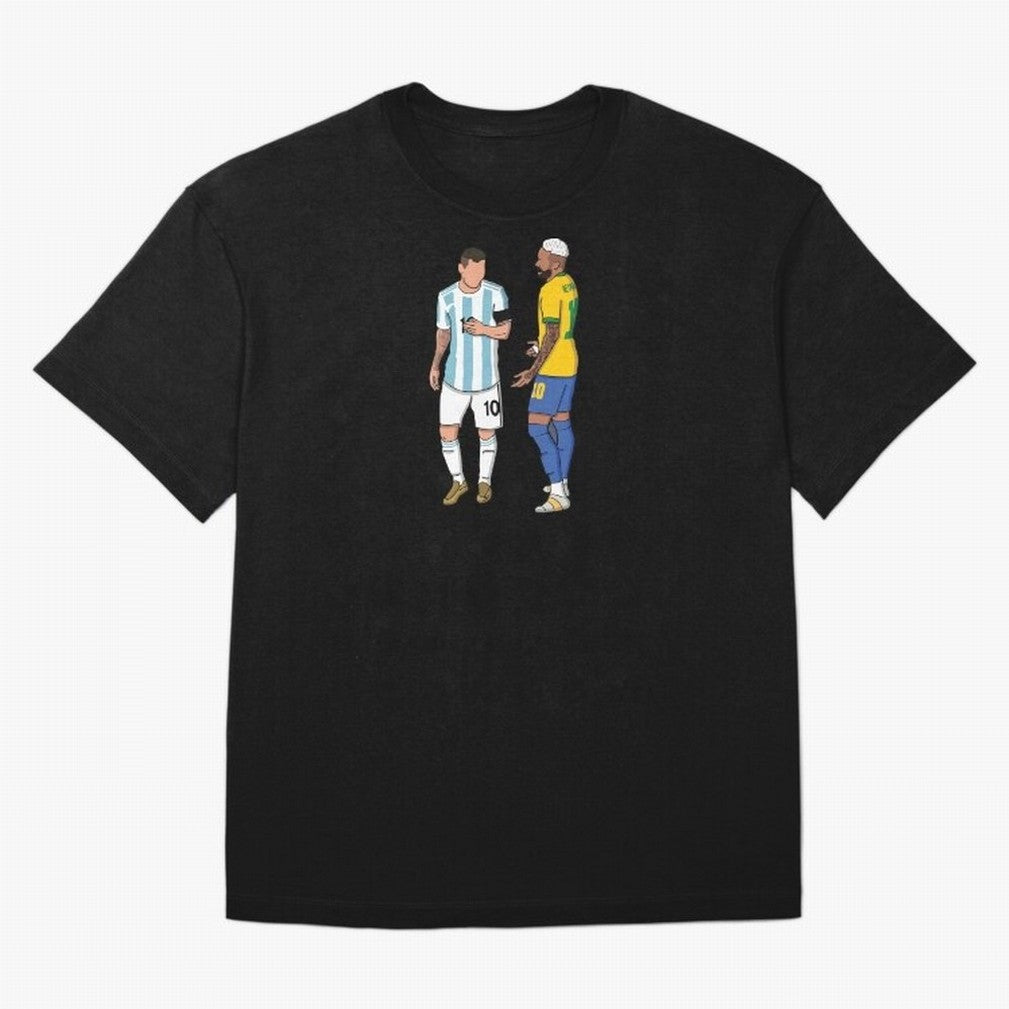 Messi and Neymar Chit Chat Illustration Oversized T-Shirt Follow the Final Road of FIFA World Cup 2026 for Fans of Cristiano Ronaldo, Haaland and CR7 and France, Bringing Match Day Excitement, Supporter Culture, Golden Goals and Global Football