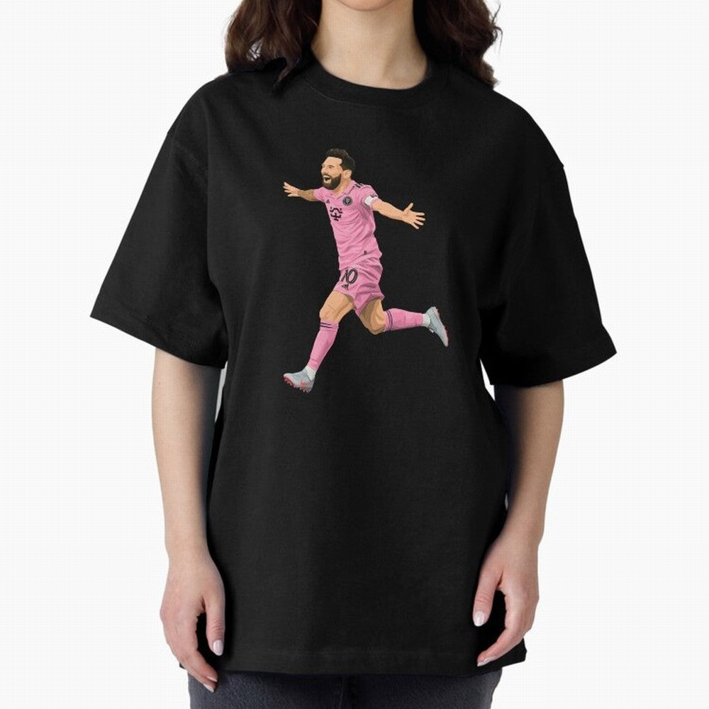Lionel Messi celebration Oversized T-Shirt Bring Home the FIFA World Cup 2026 Journey through Haaland Highlights, France and Portugal Pride, Global Supporter Spirit, Legendary Goals, National Colors and Tournament Celebration; Great for Watch