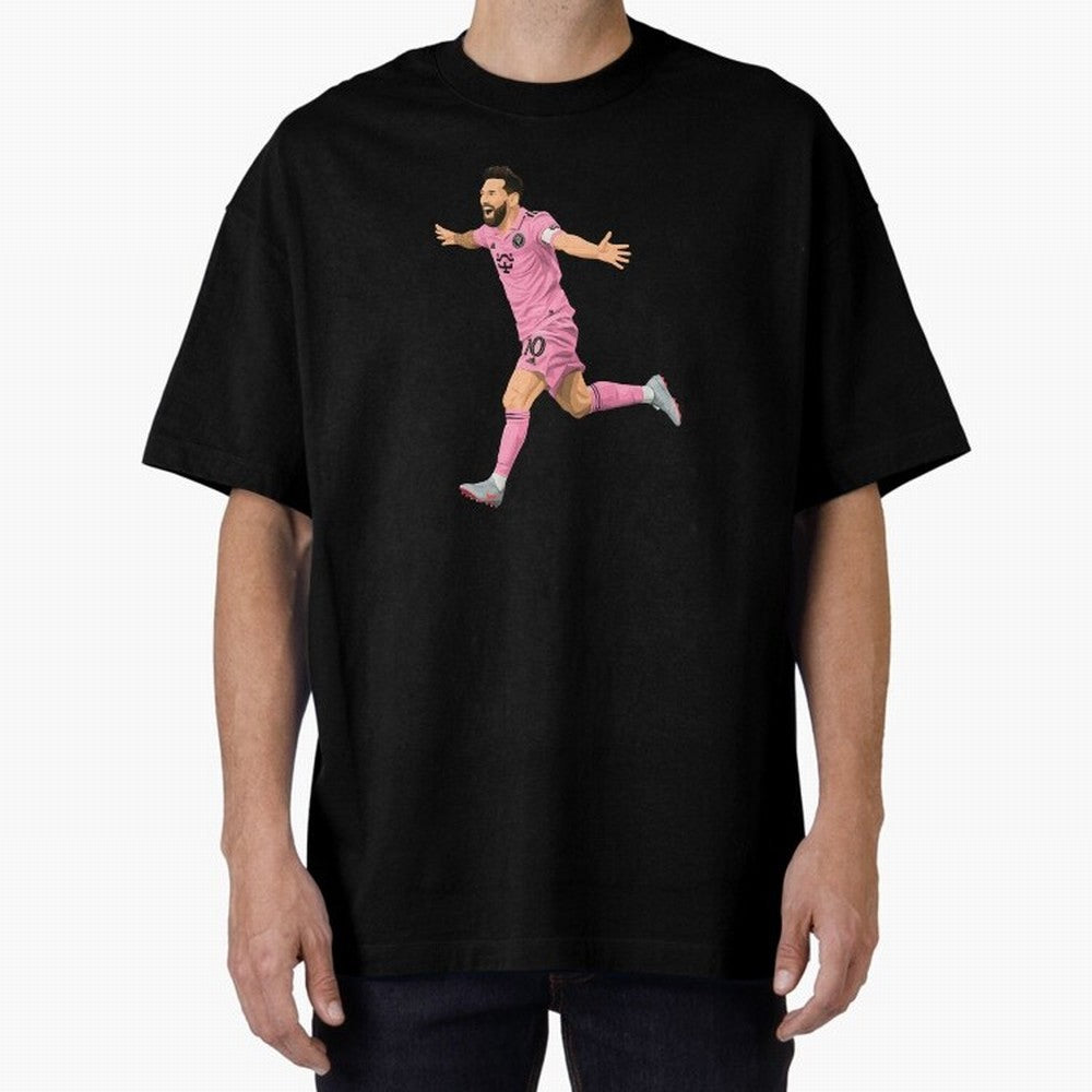 Lionel Messi celebration Oversized T-Shirt Bring Home the FIFA World Cup 2026 Journey through Haaland Highlights, France and Portugal Pride, Global Supporter Spirit, Legendary Goals, National Colors and Tournament Celebration; Great for Watch