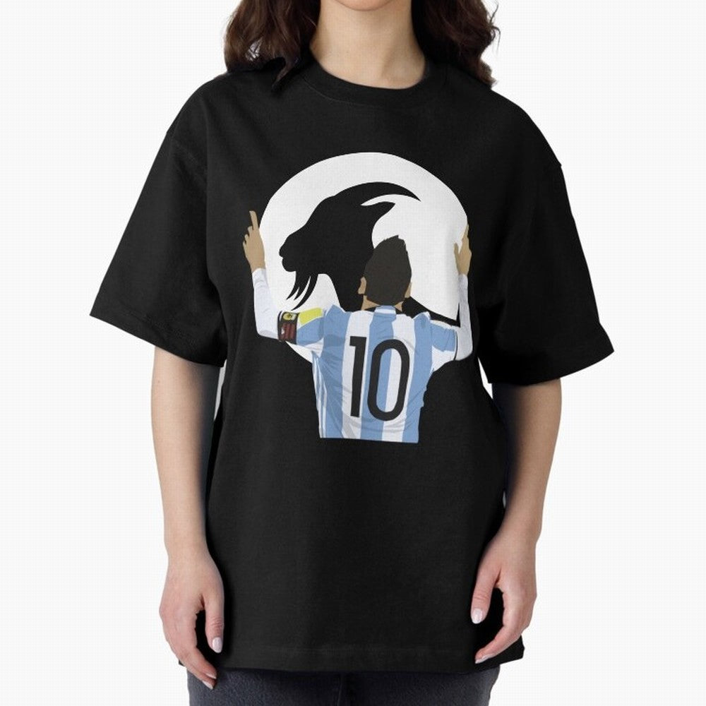 Lionel Messi Goat Oversized T-Shirt Capture Stadium Memories from Match Day Hype around FIFA World Cup 2026 USA Canada Mexico, Messi and Cristiano Ronaldo, England and Germany, Worldwide Fan Energy, Dramatic Goals, Stadium Lights and Championship