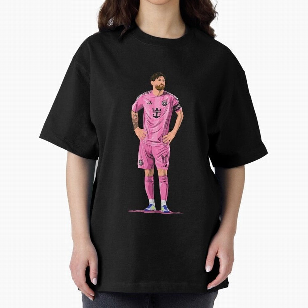 Lionel Messi Vector Oversized T-Shirt Bring Global Tournament Vibes to FIFA World Cup 2026 for Fans of Cristiano Ronaldo and England and Germany, Bringing Classic Soccer Heritage, Championship Pressure, Fan Loyalty and International Pride; Great