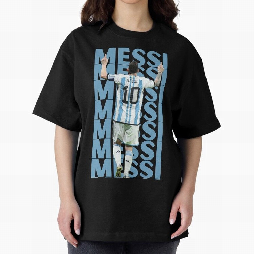 Lionel Messi | 10 | Argentina | Barcelona | Goat Oversized T-Shirt Follow the Road to FIFA World Cup 2026 for Fans of Messi and Cristiano Ronaldo and France and Portugal, Bringing Football Passion, Legendary Performances, Festival Vibes and