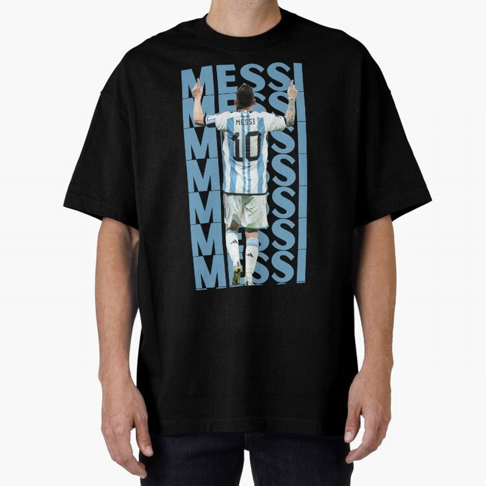 Lionel Messi | 10 | Argentina | Barcelona | Goat Oversized T-Shirt Follow the Road to FIFA World Cup 2026 for Fans of Messi and Cristiano Ronaldo and France and Portugal, Bringing Football Passion, Legendary Performances, Festival Vibes and