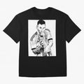 Lionel Messi white and black art Oversized T-Shirt Support Iconic Players in the FIFA World Cup 2026 USA Canada Mexico Journey through Mbappe and Neymar Highlights, England and Germany Pride, Retro Football Energy, Iconic Rivalries, Trophy Chase