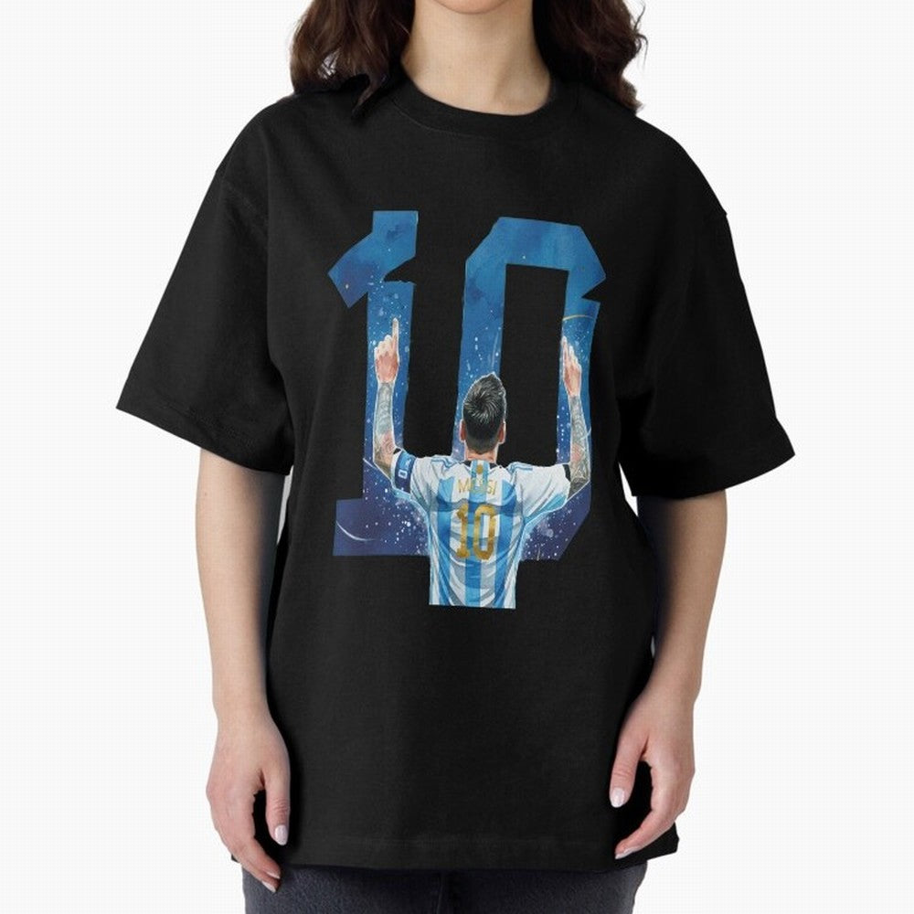 Messi 10 Argentina Oversized T-Shirt Unlock Global Football Passion for FIFA World Cup 2026 Group Stage, Highlighting CR7 and Messi, France and Portugal, Classic Soccer Heritage, Championship Pressure, Fan Loyalty and International Pride; Created