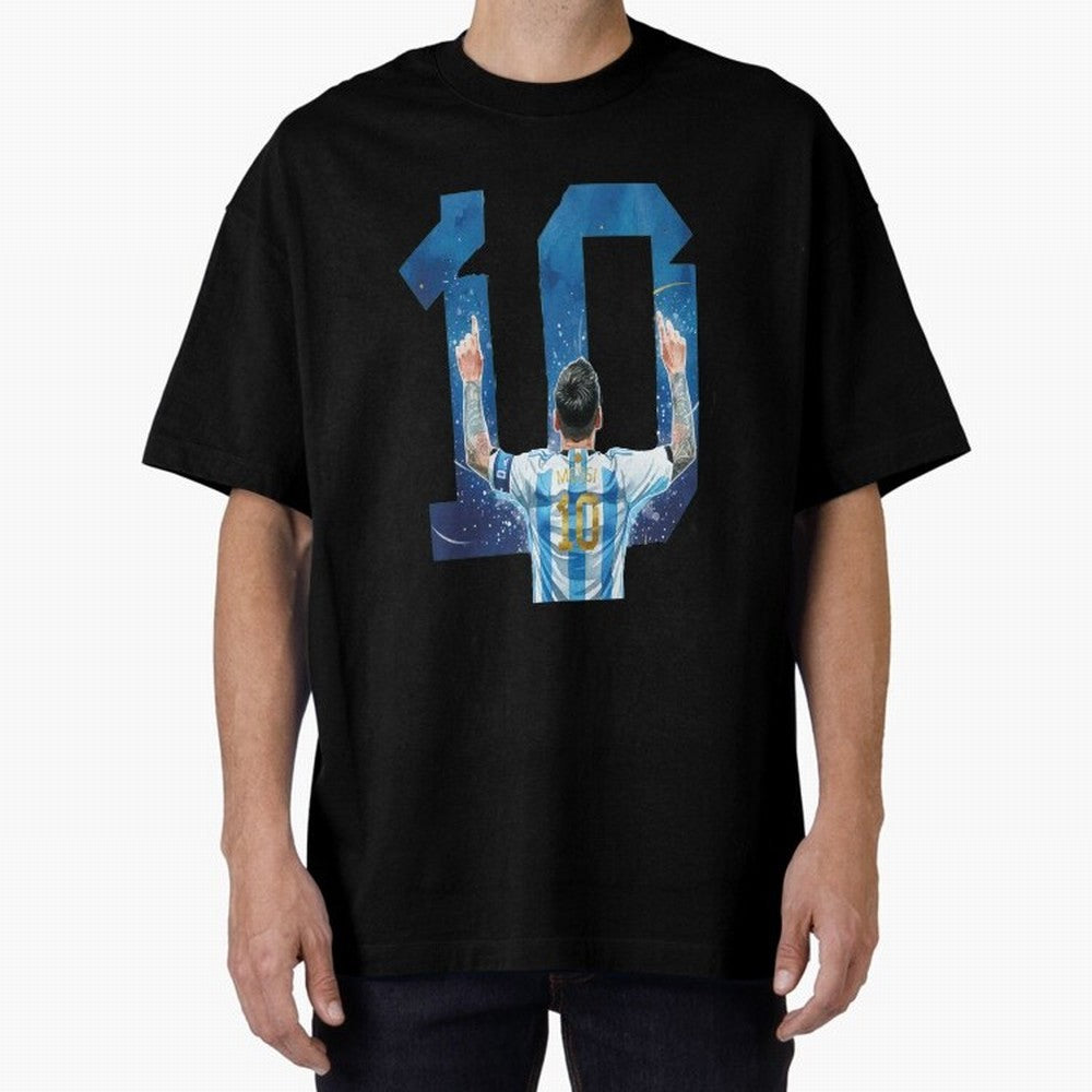 Messi 10 Argentina Oversized T-Shirt Unlock Global Football Passion for FIFA World Cup 2026 Group Stage, Highlighting CR7 and Messi, France and Portugal, Classic Soccer Heritage, Championship Pressure, Fan Loyalty and International Pride; Created