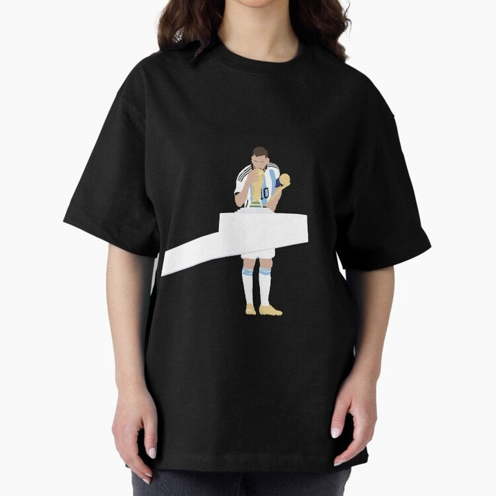 Messi minimalist design Oversized T-Shirt Show Up for the Glory of FIFA World Cup 2026 Spirit, Centered on Brazil, Portugal and Argentina, Messi, CR7 and Mbappe, Football Festival Excitement, Trophy Ambitions, Country Rivalries and Star Player