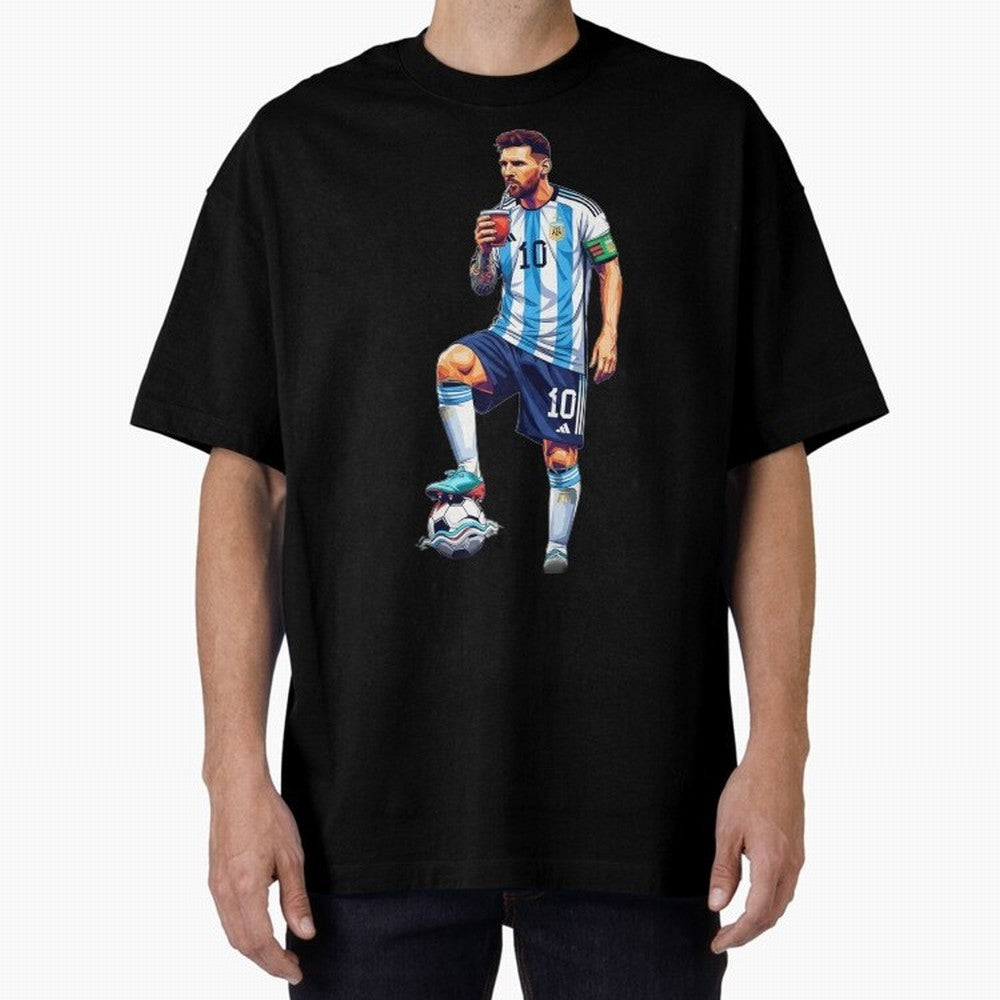 Messi in an illustrated style drinking mate ¨C The Goat Phone Case design Classic T-Shirt Celebrate National Team Dreams in the FIFA World Cup 2026 USA Canada Mexico Journey through Neymar, Haaland and Cristiano Ronaldo Highlights, Argentina Pride,