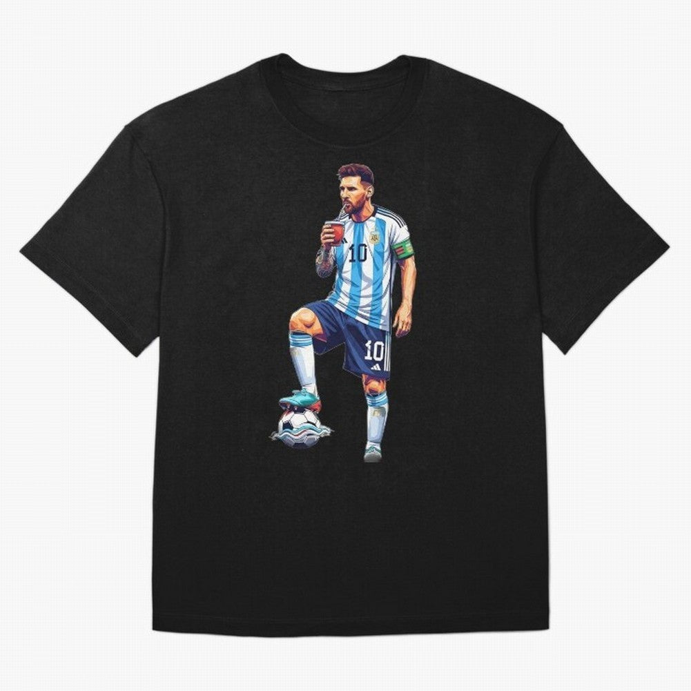 Messi in an illustrated style drinking mate ¨C The Goat Phone Case design Classic T-Shirt Celebrate National Team Dreams in the FIFA World Cup 2026 USA Canada Mexico Journey through Neymar, Haaland and Cristiano Ronaldo Highlights, Argentina Pride,