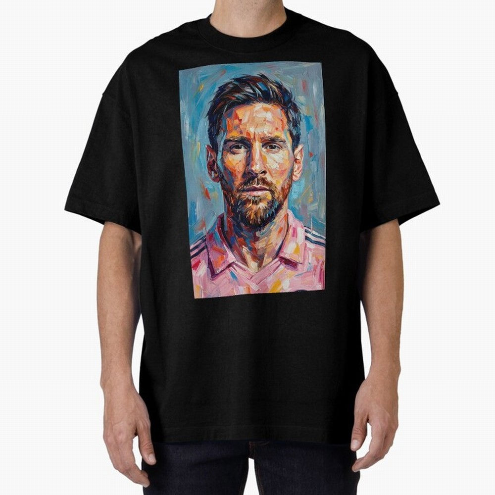 Portrait Painting of Lionel Messi Classic T-Shirt Honor Football Greatness during Global Football Passion for FIFA World Cup 2026 USA Canada Mexico, Filled with Messi, Neymar and Mbappe, England, France and Netherlands, Championship Spirit, Famous