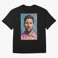 Portrait Painting of Lionel Messi Classic T-Shirt Honor Football Greatness during Global Football Passion for FIFA World Cup 2026 USA Canada Mexico, Filled with Messi, Neymar and Mbappe, England, France and Netherlands, Championship Spirit, Famous
