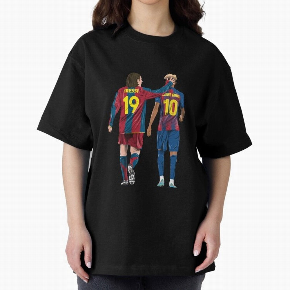 Lionel Messi and Friend Oversized T-Shirt Step into Global Football Passion for FIFA World Cup 2026 USA Canada Mexico, Inspired by Messi and Cristiano Ronaldo, Germany, Football Festival Excitement, Trophy Ambitions, Country Rivalries and Star
