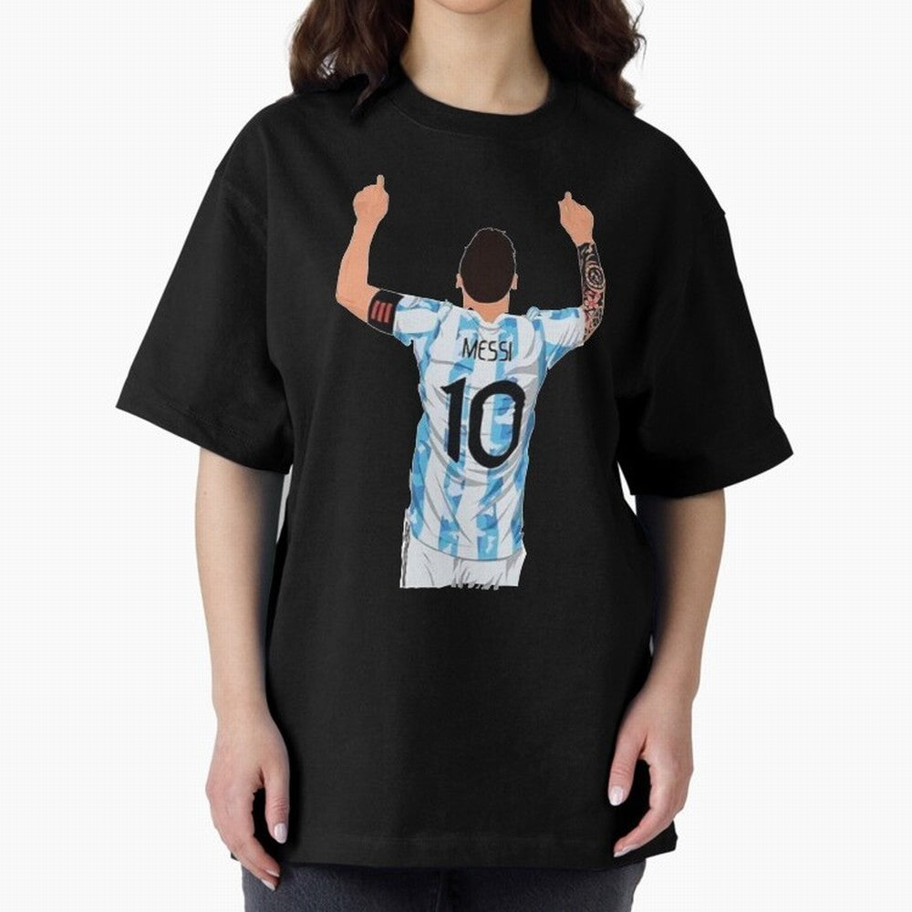 Lionel Messi Oversized T-Shirt Celebrate Every Goal in Match Day Hype around FIFA World Cup 2026 Group Stage, Cristiano Ronaldo, Brazil, Portugal and Argentina, Football History, Final Match Energy, Crowd Noise and Once in a Lifetime Moments; Great