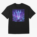 Lionel Messi (GOAT) Hologram in Futuristic Cyberpunk City (Version 2) Classic T-Shirt Follow the Final Road of FIFA World Cup 2026 USA Canada Mexico Spirit, Centered on Germany, Cristiano Ronaldo, Haaland and CR7, Game Day Rituals, Football