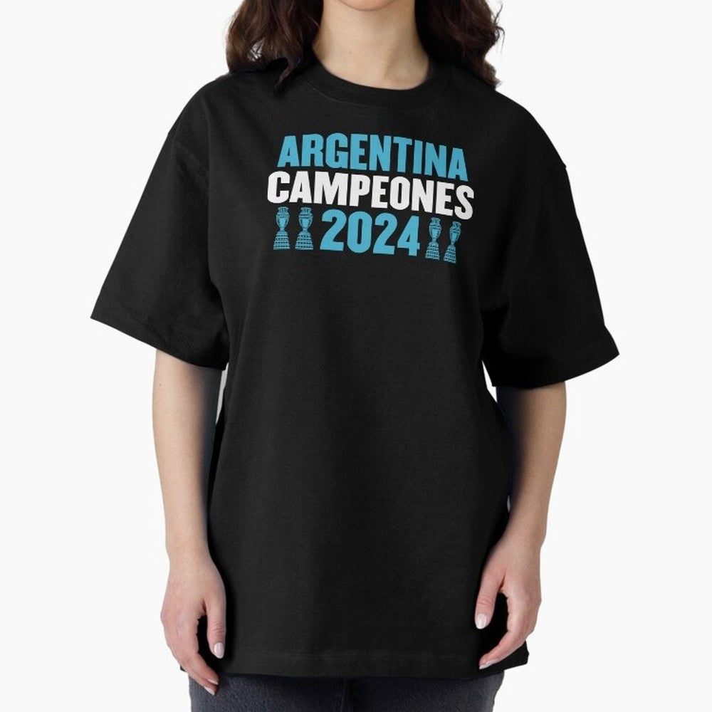 Argentina Campeones 2024 Oversized T-Shirt Relive Legendary Nights from FIFA World Cup 2026 Group Stage Centered on Haaland, Portugal, Spain and Germany Energy, Champion Mindset, Group Stage Buzz, Knockout Tension and Passionate Fan Culture; Made