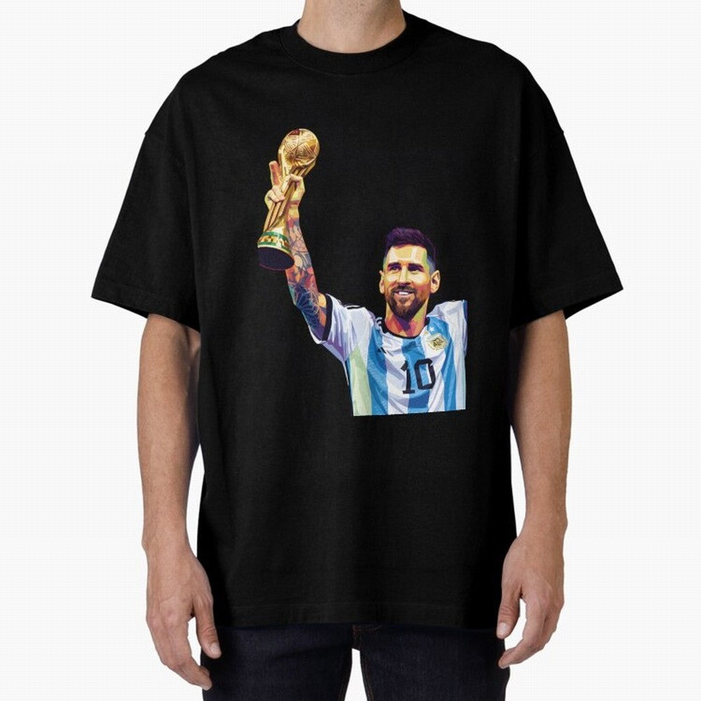 Messi wpap pop art Oversized T-Shirt Treasure the FIFA World Cup 2026 Group Stage Journey through CR7 Highlights, England Pride, Football History, Final Match Energy, Crowd Noise and Once in a Lifetime Moments; Ideal for Passionate Fans Who Love
