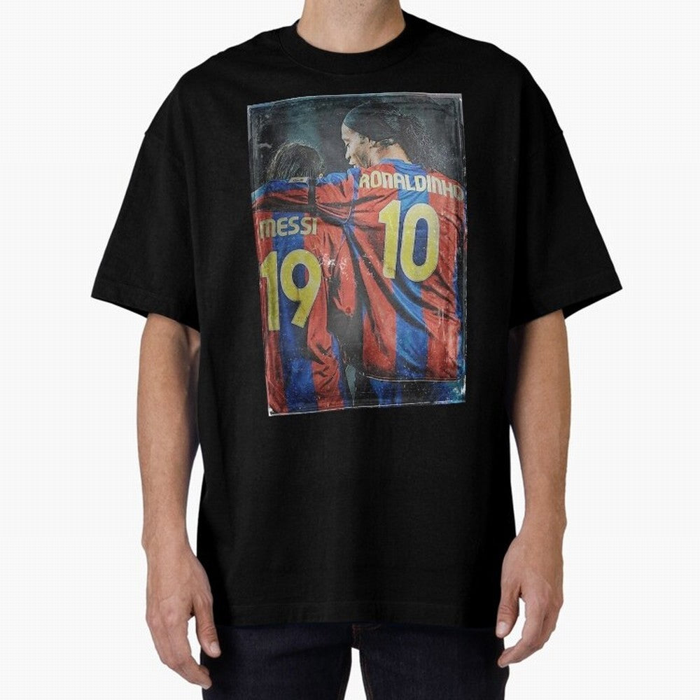 Messi and Ronaldinho Oversized T-Shirt Bring World Football Passion into FIFA World Cup 2026 USA Canada Mexico Spirit, Capturing Brazil, Neymar, Champion Mindset, Group Stage Buzz, Knockout Tension and Passionate Fan Culture; Built for Supporters