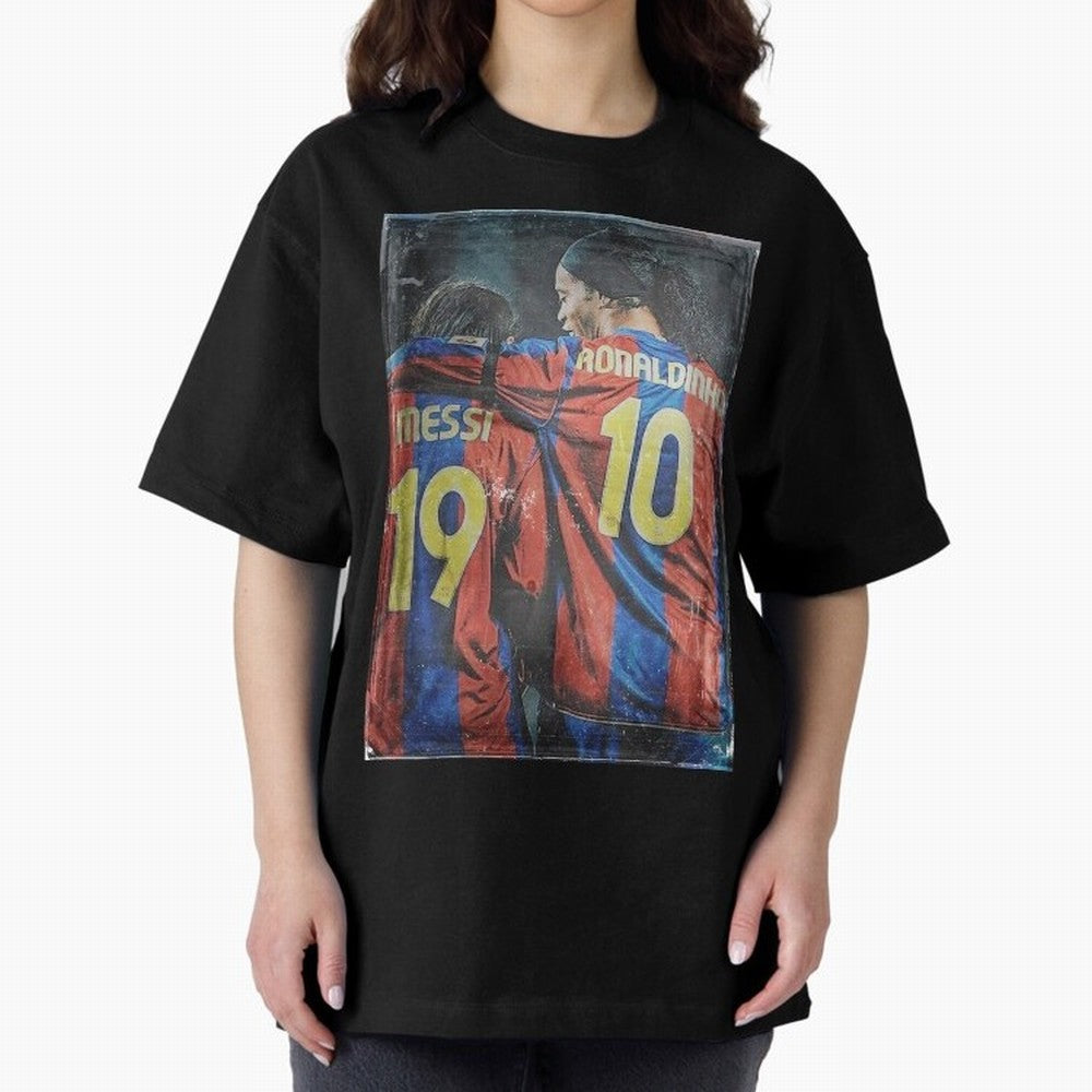 Messi and Ronaldinho Oversized T-Shirt Bring World Football Passion into FIFA World Cup 2026 USA Canada Mexico Spirit, Capturing Brazil, Neymar, Champion Mindset, Group Stage Buzz, Knockout Tension and Passionate Fan Culture; Built for Supporters