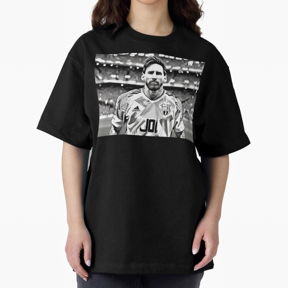 Messi Pop Art Portrait Oversized T-Shirt Show Your Tournament Heart for FIFA World Cup 2026 USA Canada Mexico Spirit, Featuring England, France and Netherlands, Cristiano Ronaldo, Soccer Culture, Superstar Moments, National Team Dreams and