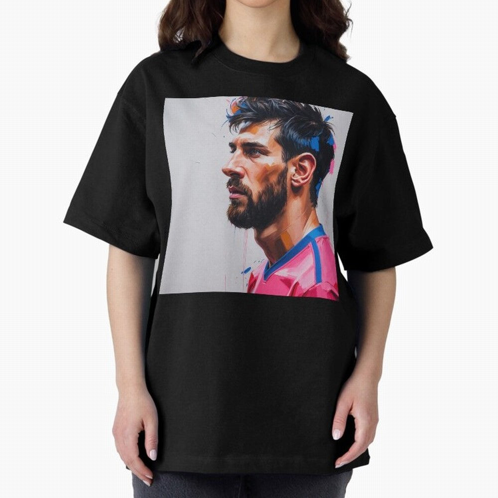 Vibrant Artistic Portrait of Lionel Messi (GOAT) - Digital painting (Version 5) Classic T-Shirt Turn Up for Global Football Passion for FIFA World Cup 2026 USA Canada Mexico, Featuring Messi, Neymar and Mbappe, Spain and Netherlands, Goal
