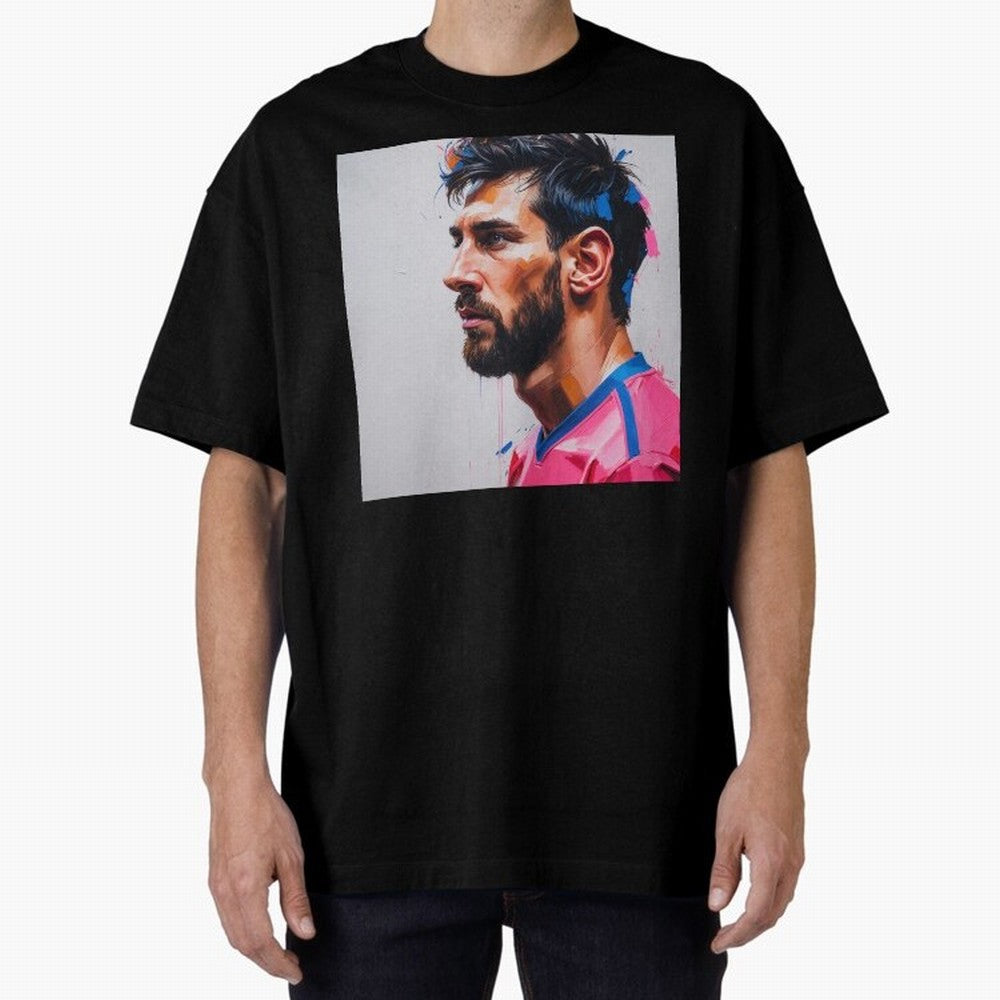 Vibrant Artistic Portrait of Lionel Messi (GOAT) - Digital painting (Version 5) Classic T-Shirt Turn Up for Global Football Passion for FIFA World Cup 2026 USA Canada Mexico, Featuring Messi, Neymar and Mbappe, Spain and Netherlands, Goal