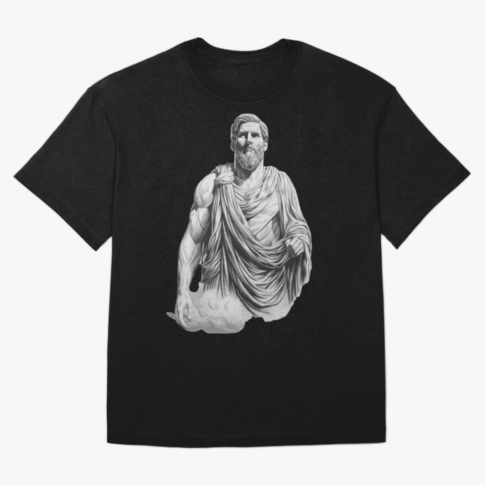 Lionel Messi - Greek God Zeus Classic T-Shirt Celebrate Soccer Greatness during FIFA World Cup 2026 USA Canada Mexico for Fans of Messi, CR7 and Mbappe and Spain and Netherlands, Bringing Retro Football Energy, Iconic Rivalries, Trophy Chase Drama