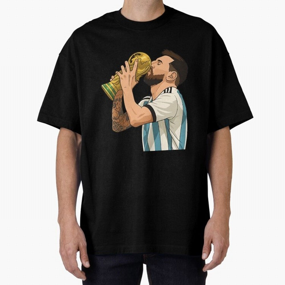Messi Cup Oversized T-Shirt Stand with FIFA World Cup 2026 USA Canada Mexico for Fans of Messi, Neymar and Mbappe and France, Bringing Tournament Hype, Historic Matchups, Family Viewing Parties and Global Sports Pride; Built for Supporters Chasing