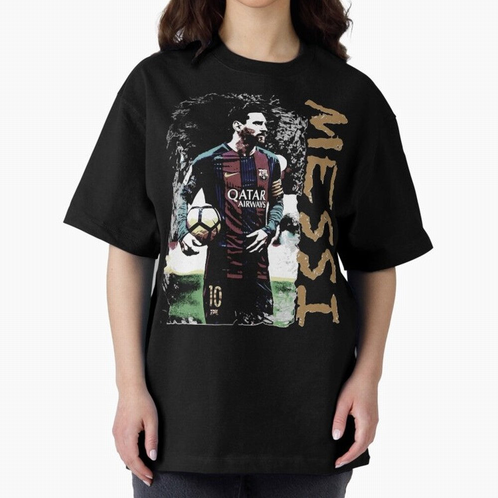 Messi Pop Art Portrait Oversized T-Shirt Bring Global Tournament Vibes to FIFA World Cup 2026 Group Stage for Fans of Neymar, Haaland and Cristiano Ronaldo and Spain, Bringing Global Supporter Spirit, Legendary Goals, National Colors and Tournament