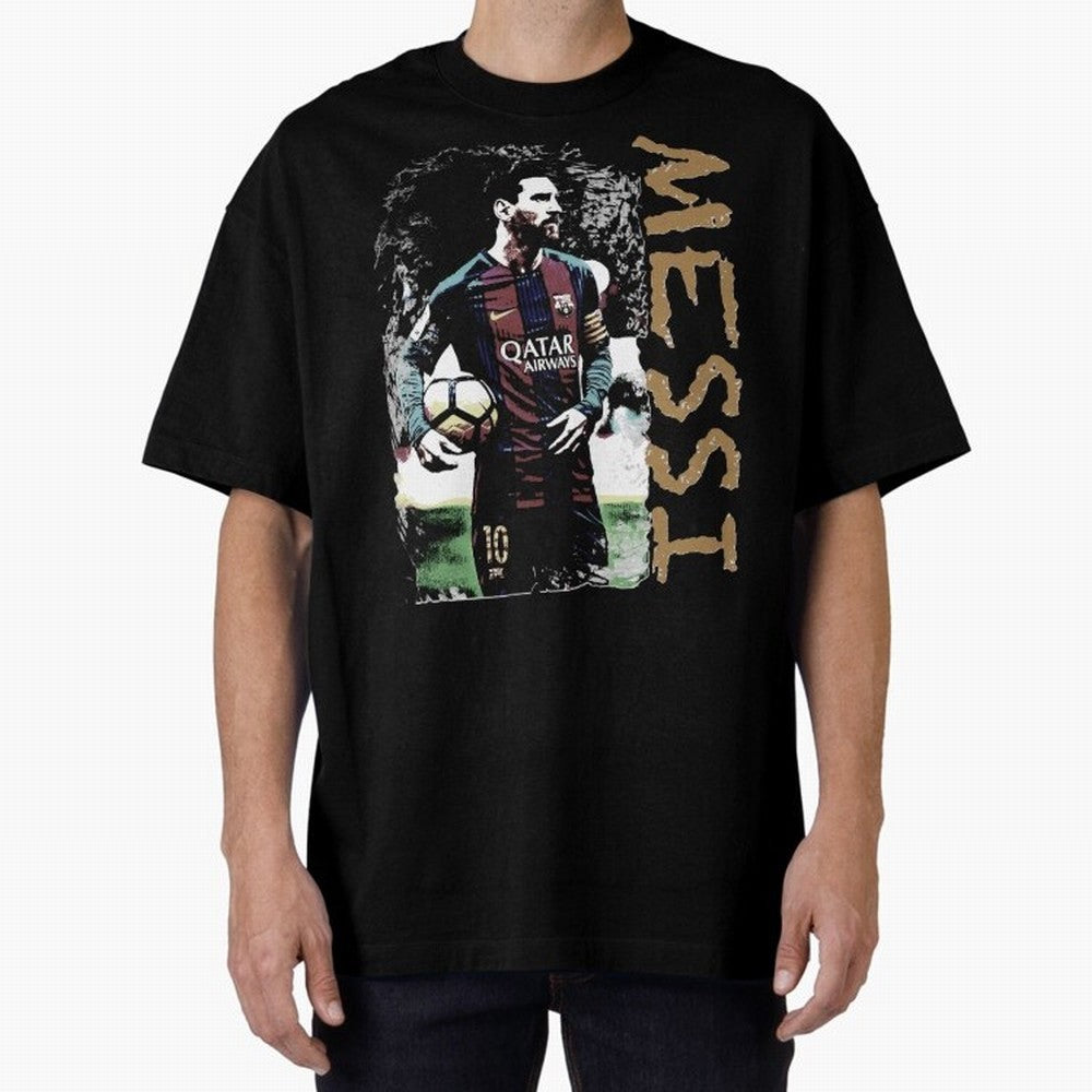 Messi Pop Art Portrait Oversized T-Shirt Bring Global Tournament Vibes to FIFA World Cup 2026 Group Stage for Fans of Neymar, Haaland and Cristiano Ronaldo and Spain, Bringing Global Supporter Spirit, Legendary Goals, National Colors and Tournament
