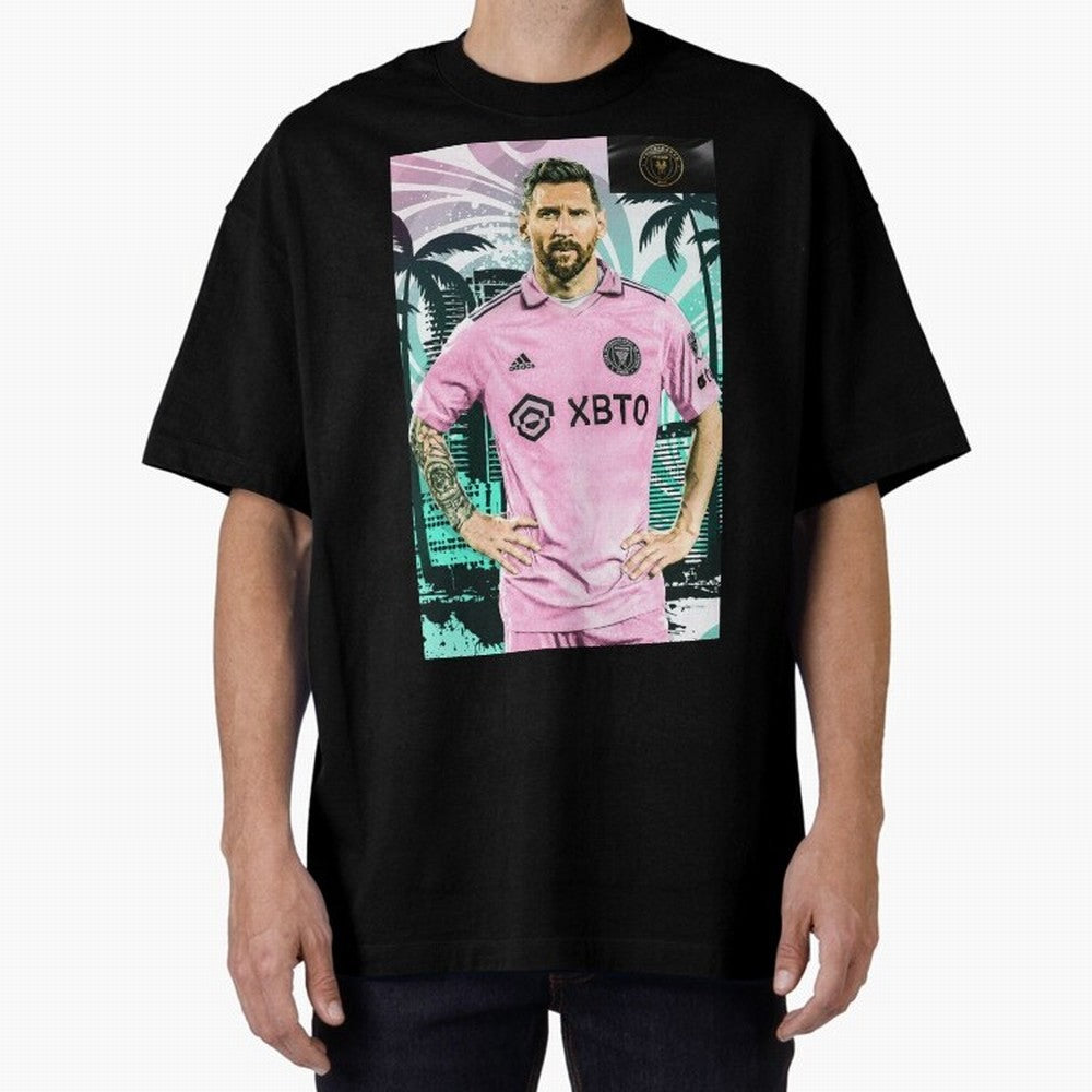 Messi Pop Art Portrait Oversized T-Shirt Show Your Love for FIFA World Cup 2026 Group Stage Spirit, Filled with France, Mbappe and Neymar, Retro Football Energy, Iconic Rivalries, Trophy Chase Drama and Stadium Atmosphere; Made for Collectors Who