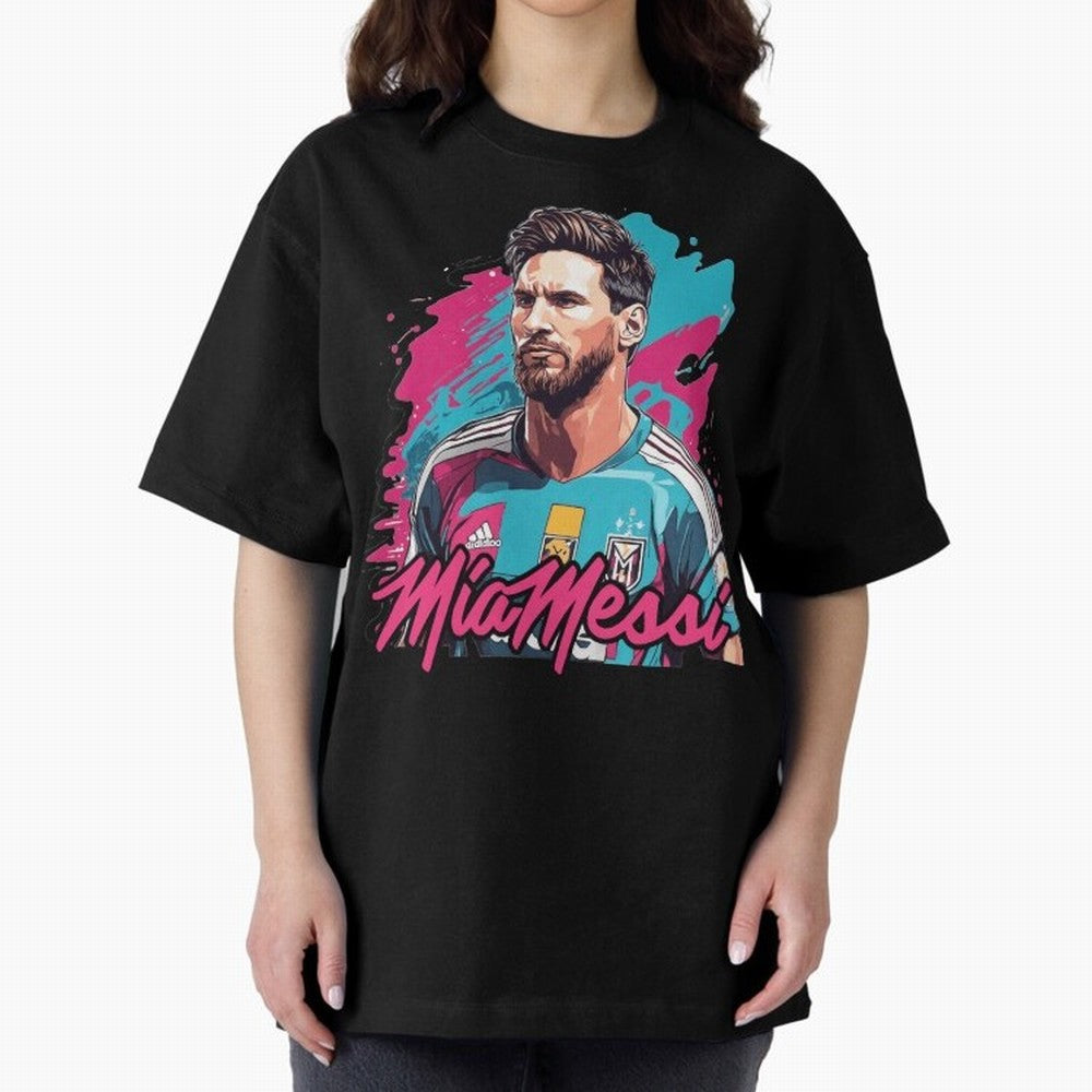 Messi Pop Art Portrait Oversized T-Shirt Fuel FIFA World Cup 2026 USA Canada Mexico for Fans of Mbappe and Neymar and Spain and Netherlands, Bringing Football History, Final Match Energy, Crowd Noise and Once in a Lifetime Moments; Ideal for