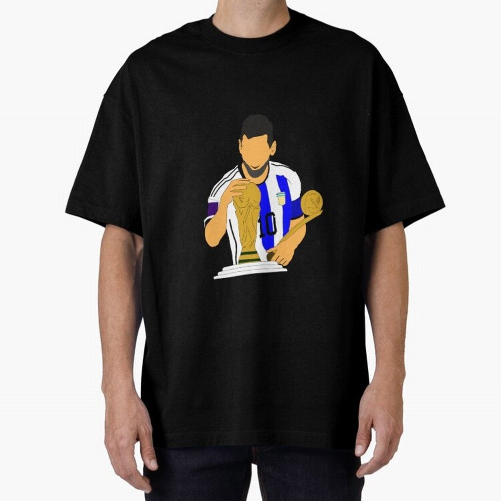 lionel messi Oversized T-Shirt Honor Football Greatness during Global Football Passion for FIFA World Cup 2026 Group Stage, Inspired by Mbappe, France and Portugal, Worldwide Fan Energy, Dramatic Goals, Stadium Lights and Championship Celebrations;