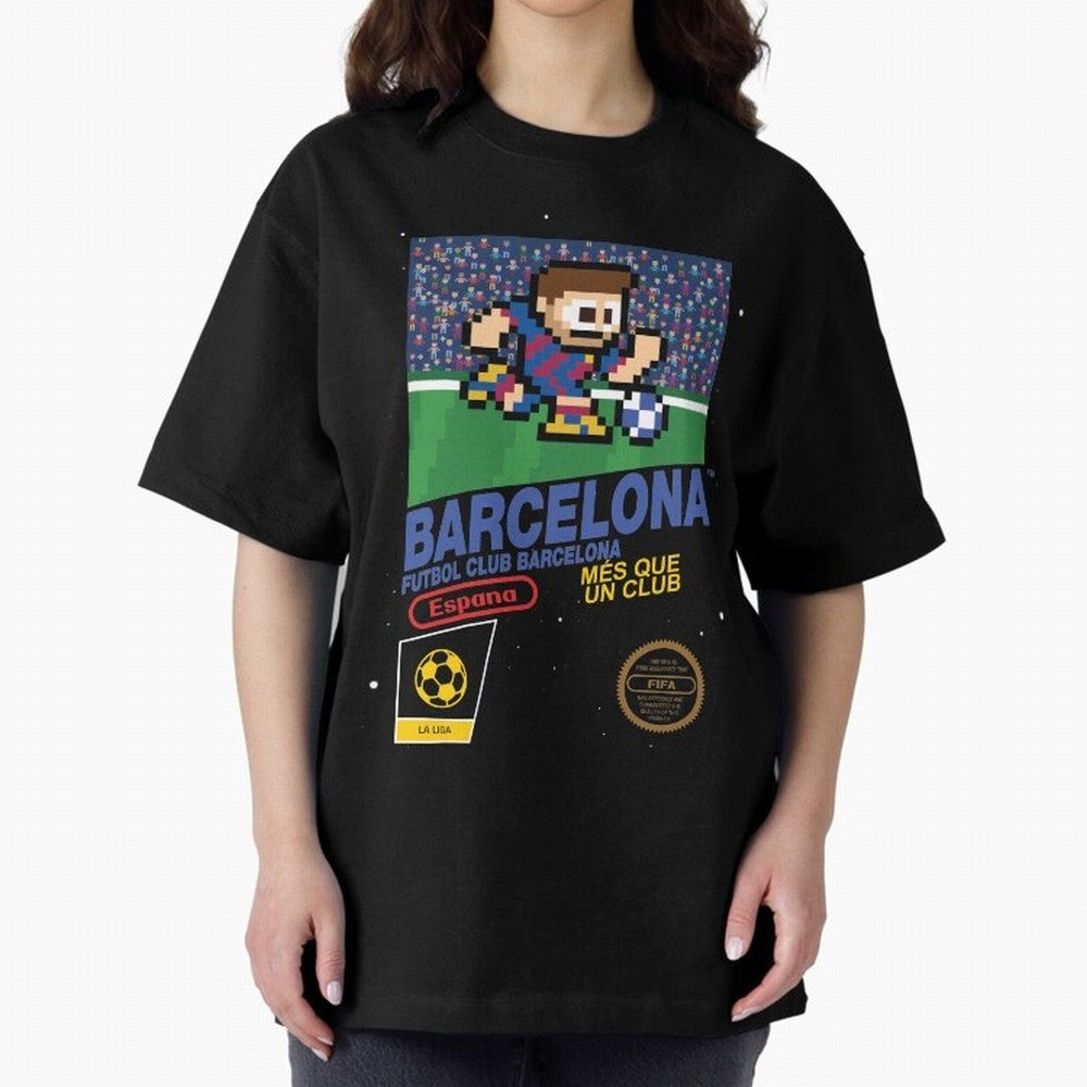 FC Barcelona (8-bit Football / Soccer Videogame Cart) Essential T-Shirt Enjoy the Biggest Football Party of Global Football Passion for FIFA World Cup 2026 USA Canada Mexico, Driven by CR7 and Messi, Spain and Netherlands, Goal Celebration Energy,